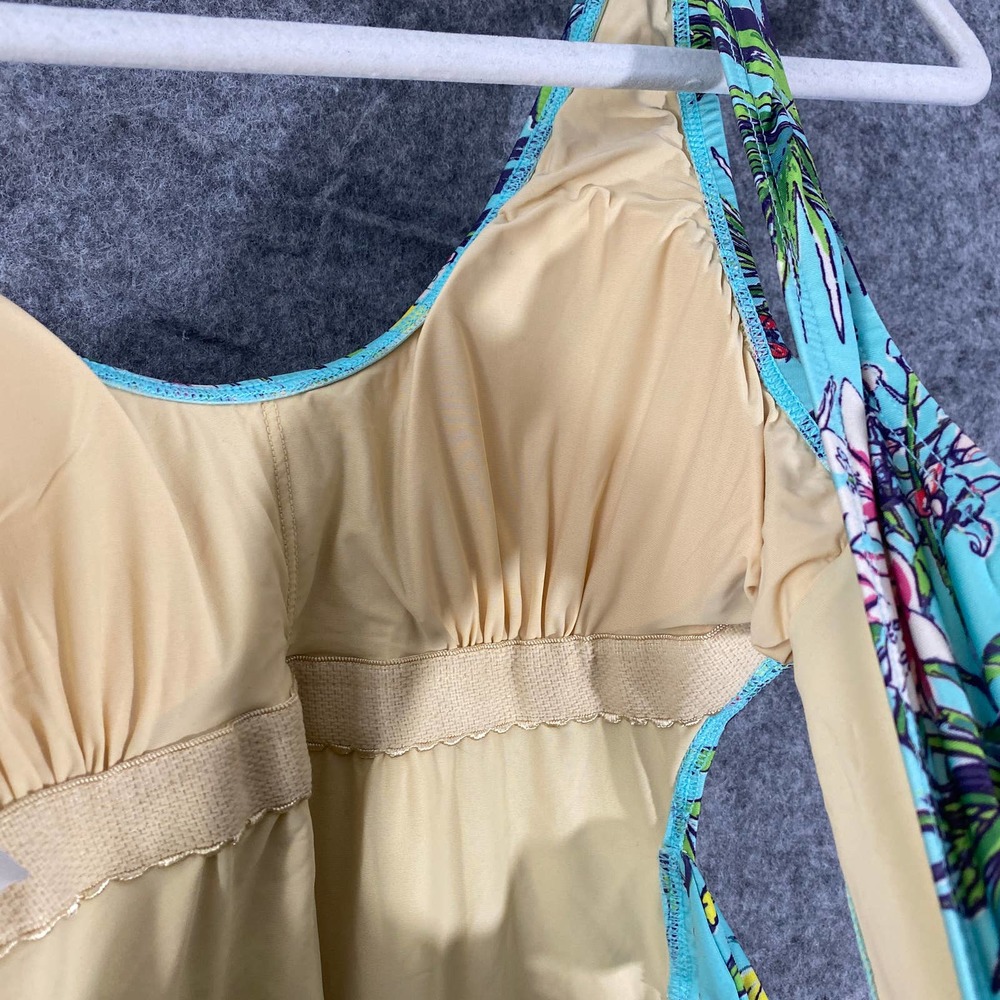 ModCloth One Piece Swimsuit Large Stevie Mint Floral Cutout Tropical - Picture 8 of 11
